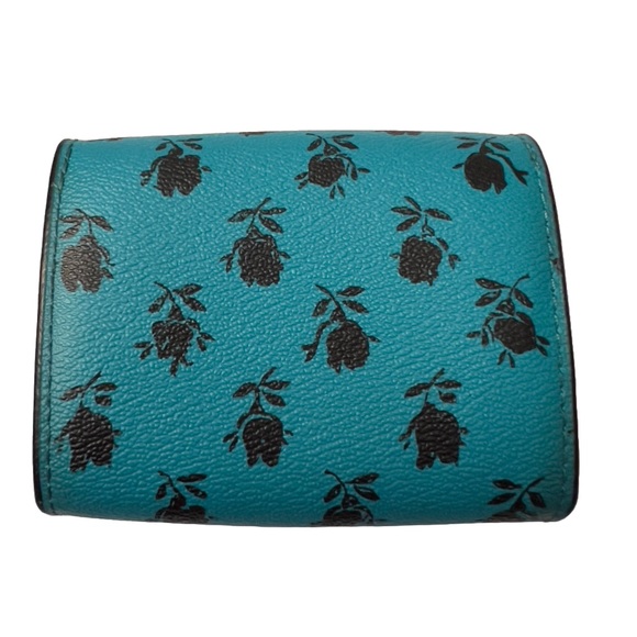 Coach Accordion Wallet In Badlands Floral Print Silver/Turquoise/Black F56723 - Picture 2 of 11